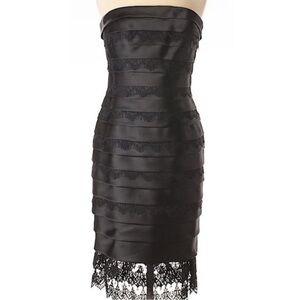 Carmen Marc Valvo size 12 strapless black silk evening dress